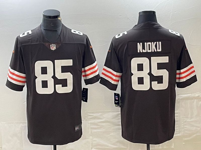 Men Cleveland Browns 85 Njoku brown 2023 Nike Vapor Limited NFL Jersey style 1